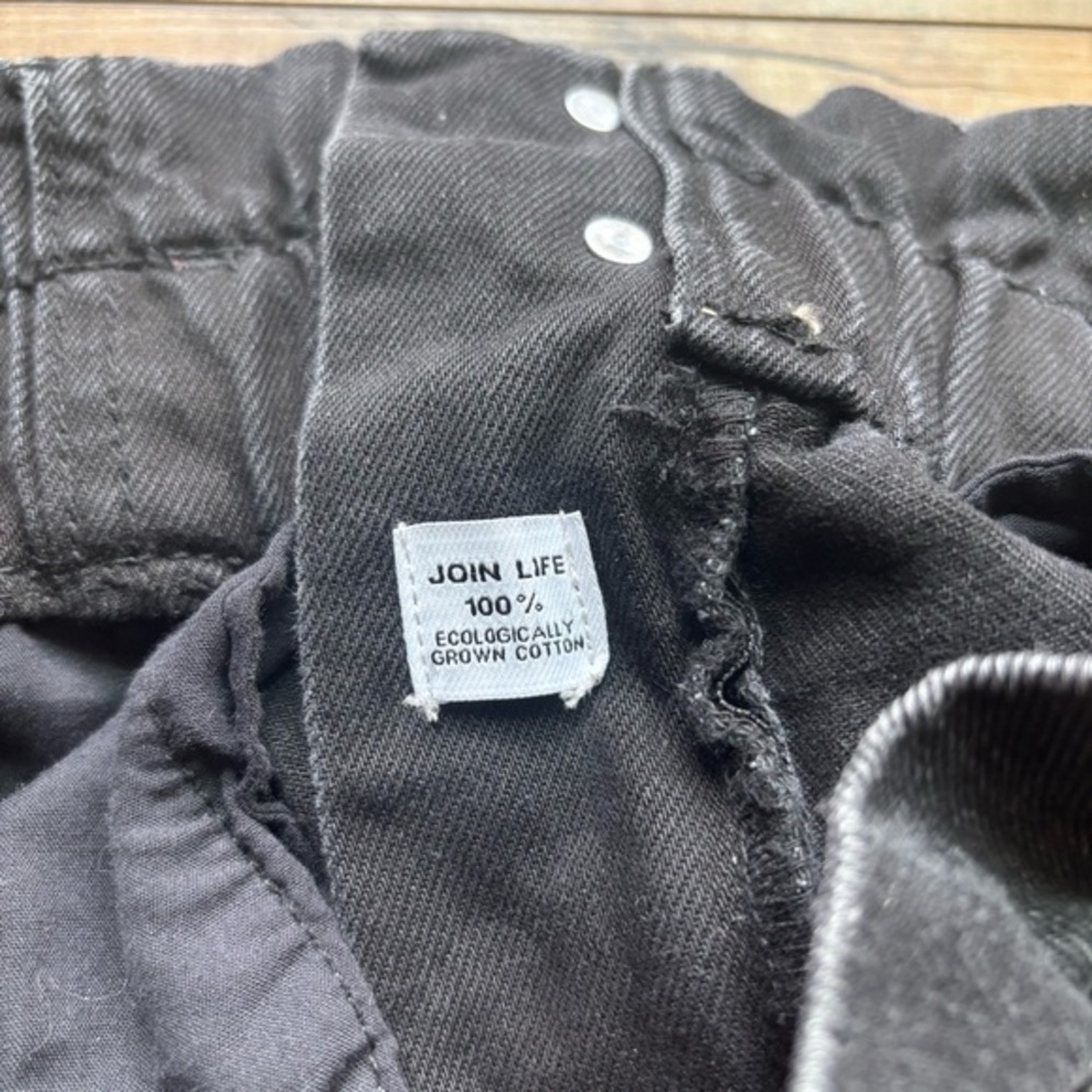 Zara High Rise Belted Paperbag Faded Black Jean Denim Short Size 00 - Picture 5 of 9